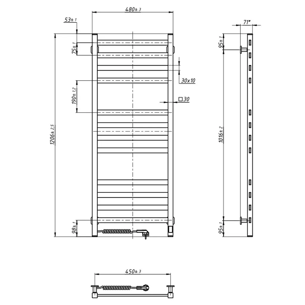 Электрический полотенцесушитель Navin Авангард 480x1200 Sensor с Wi-Fi, левостороннее с таймером, белое 12-112033-4880, Белый, Левое, Электронный - фото 8