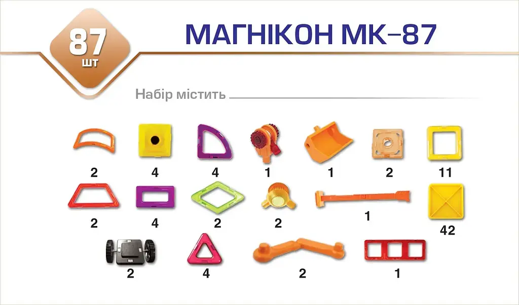 Магнітний конструктор Магікон 87 деталей Plastic box (MK-87) - фото 2