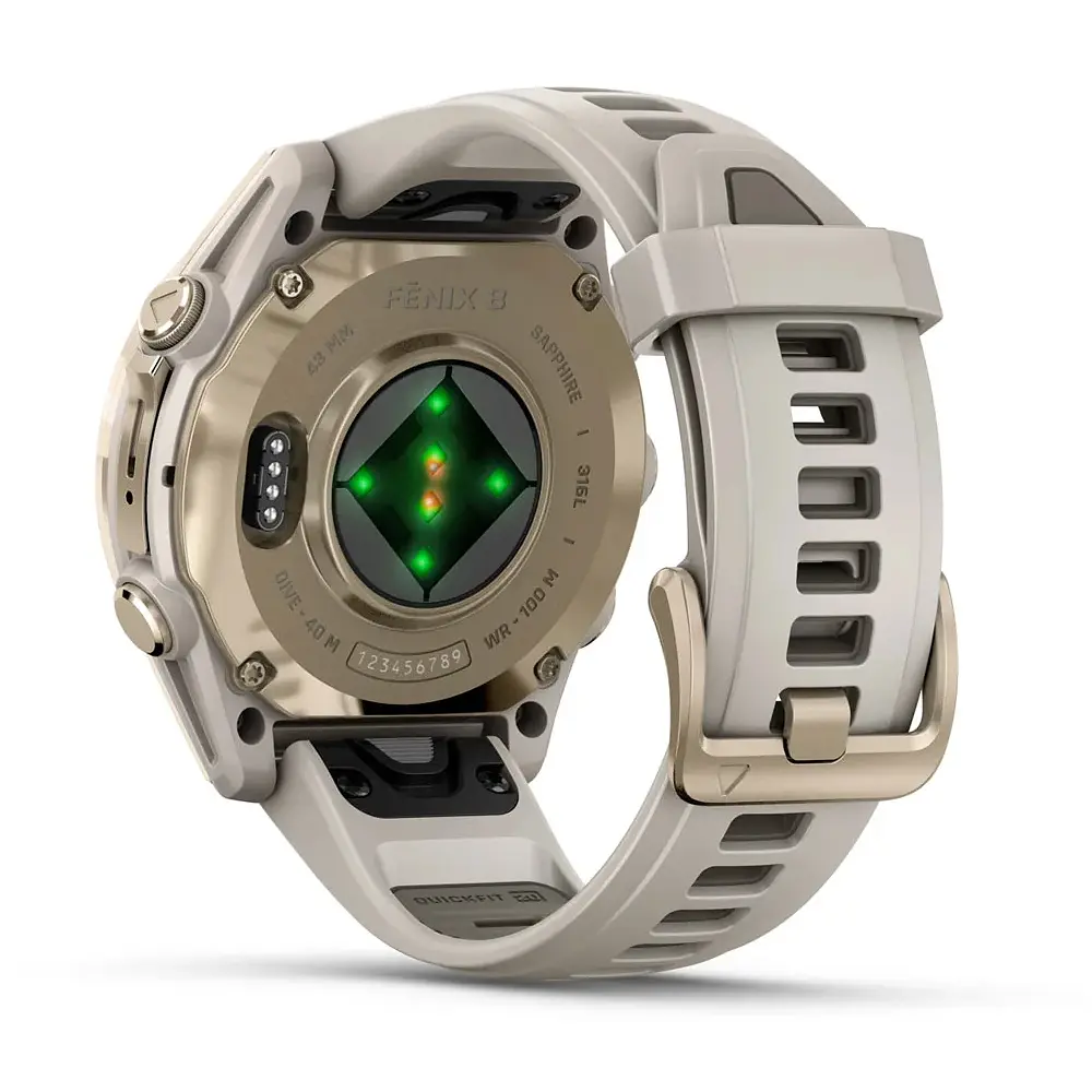 Garmin Fenix 8 43mm AMOLED Sapphire Soft Gold w. Fog Gray/Dark Sandstone S. Band (010-02903-10/11) - фото 2