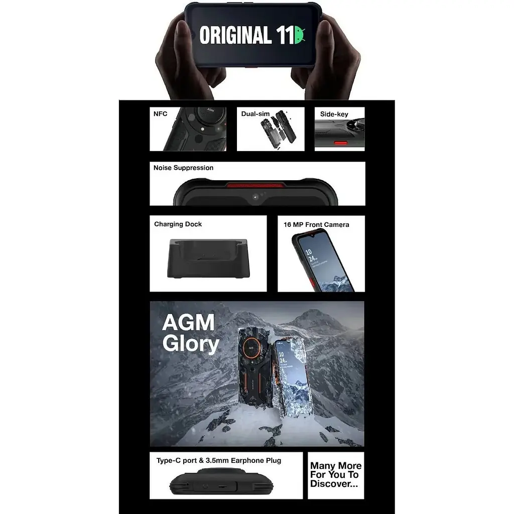 Смартфон AGM Glory G1 8/256GB черный - фото 10
