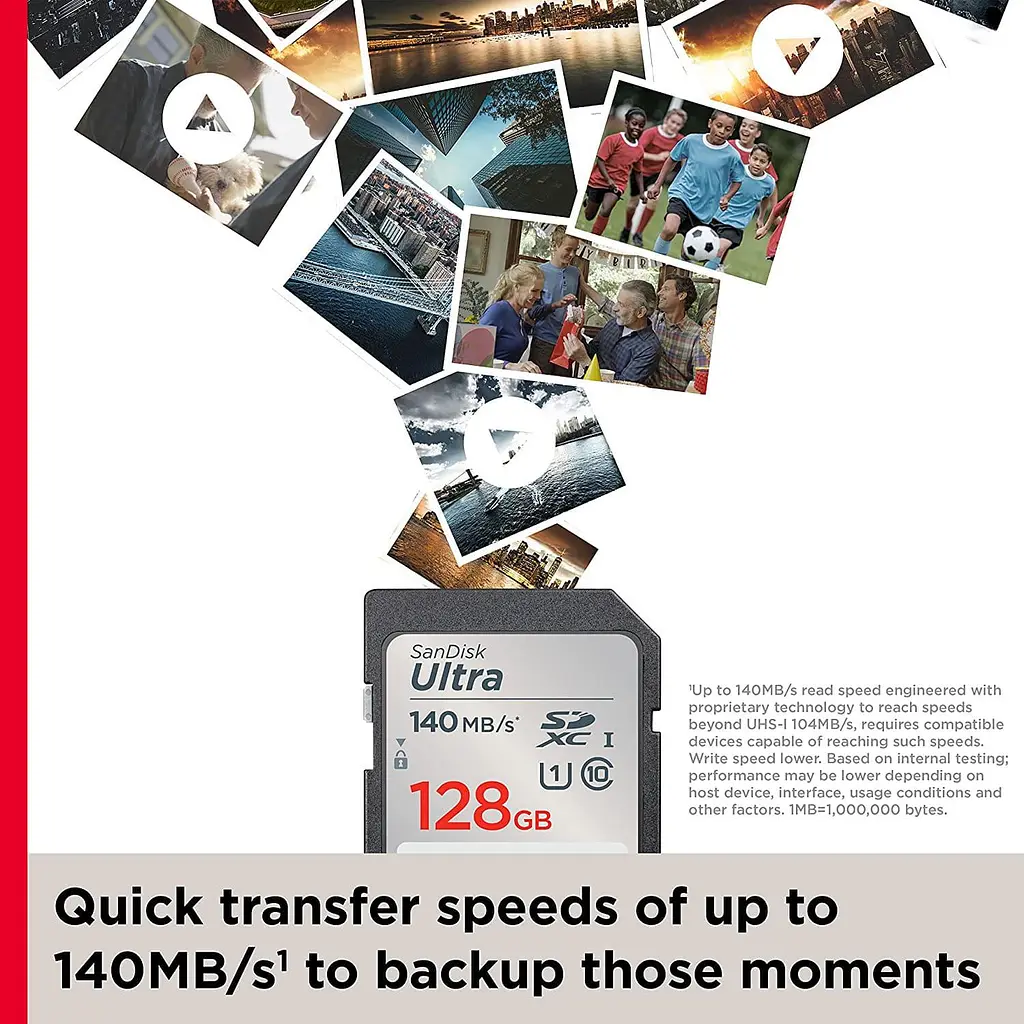 Карта пам'яті Sandisk 128GB SD C10 UHS-I R140MB/s Ultra (SDSDUNB-128G-GN6IN) - фото 2