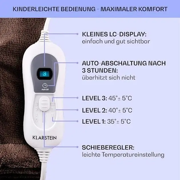 Электрическое одеяло Klarstein Watson XXL 3 200x180см (10031579) - фото 6