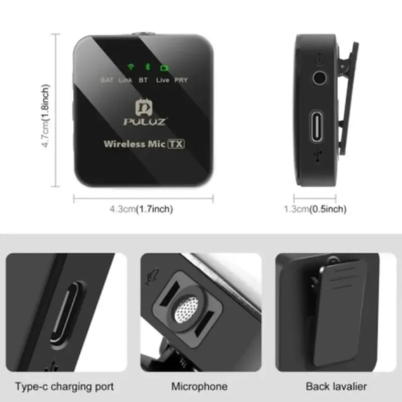 Мікрофон Puluz для iPhone/iPad 8-контактний приймач і два мікрофони Black (PU647B) - фото 2