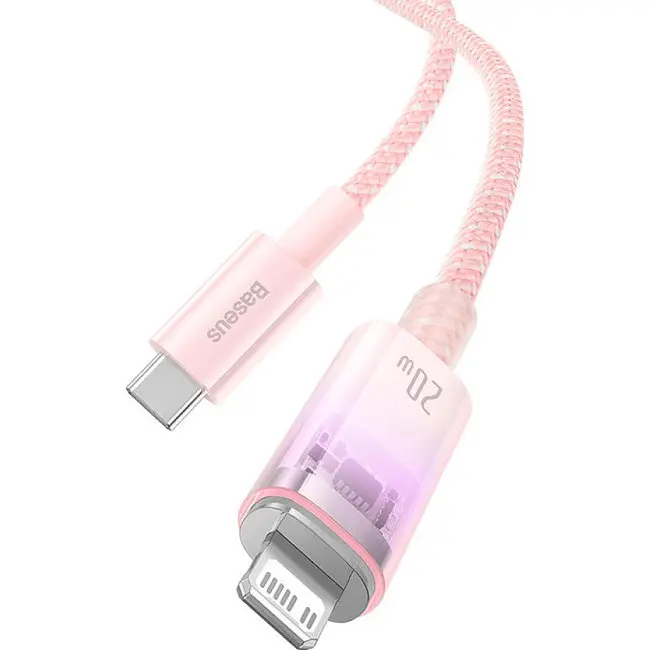 Кабель Baseus Explorer Series Fast Charging Cable with Smart Temperature Control Cable Type-C to Lightning 20W 1m CATS010204 Pink - фото 3