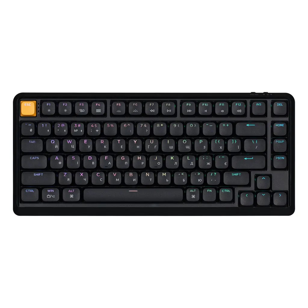 Клавіатура механічна J1 82Key, K pro Banana, WL/BT/USB-A, QMK, Hot-swap, EN/UKR, RGB, чорни Keychron teh0013916 - фото 2