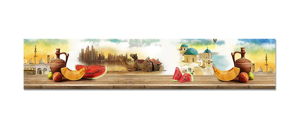 Вініловий кухонний фартух Східний Колорит наклейка для кухні ПВХ 3Д Архітектура Бежевий Happy Pocket Z181497 - фото 7