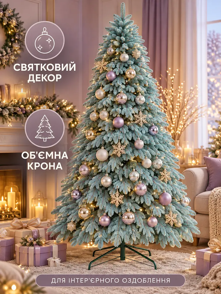 Лита штучна ялинка YaLINKA ШБ25 Бескиди 250 см на металевій підставці, блакитна (49676464) - фото 8
