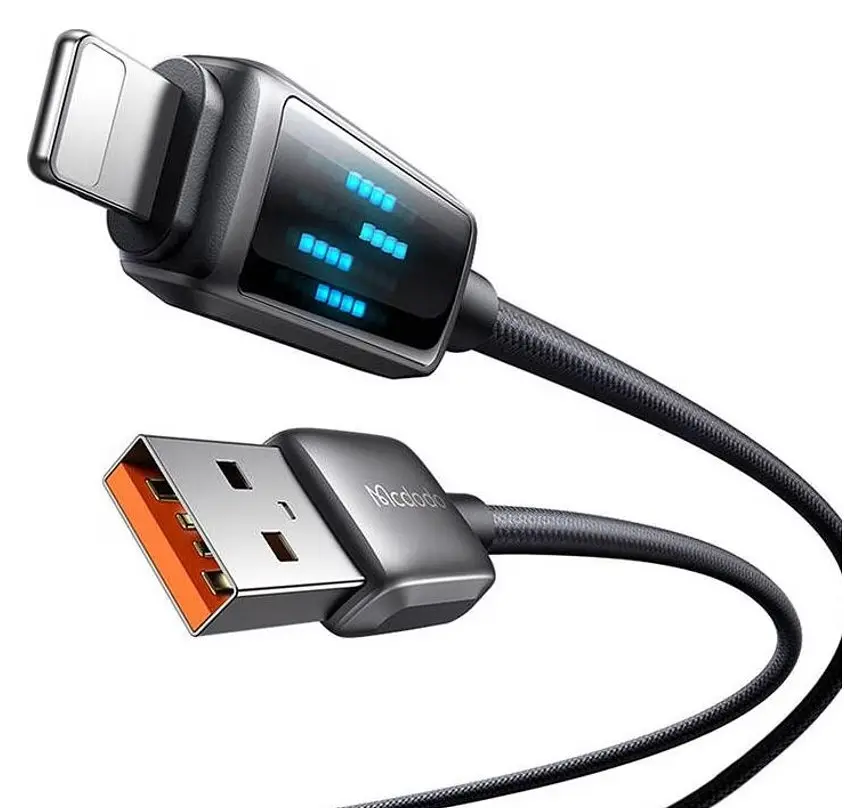 Кабель Mcdodo LED Display USB-A to Lightning Data Cable 1,2 м Черный - фото 2