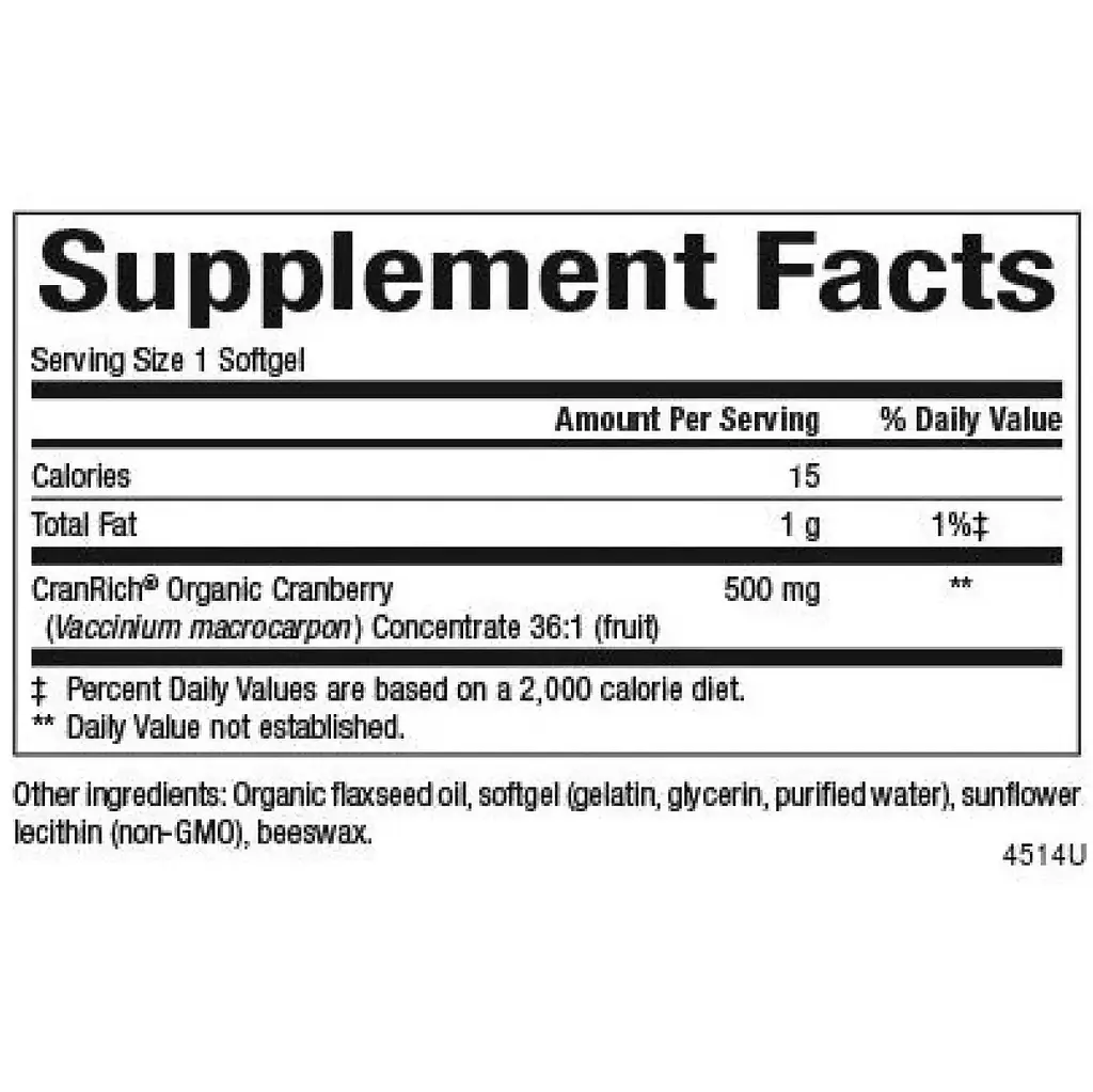 Концентрат журавлини Natural Factors CranRich Super Strength Organic Cranberry Concentrate 500 мг 90 м'яких капсул - фото 2
