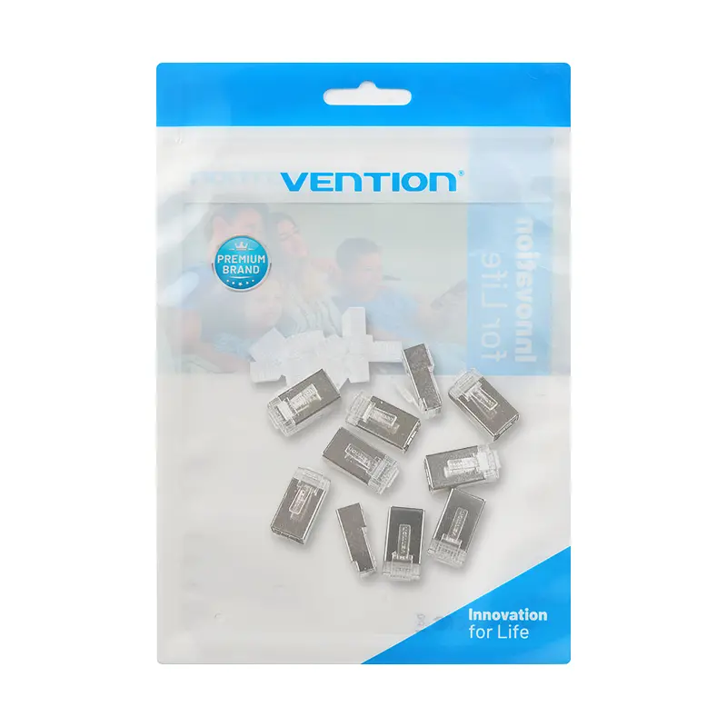 Экранированные сетевые штекеры Vention 50 шт + 50 направляющих коннекторы RJ45 Cat.6A FTP 10 Гбит/с для жил 23–26 AWG для одножильных и многожильных проводов позолоченные контакты прозрачные (IDFR0-50) - фото 12