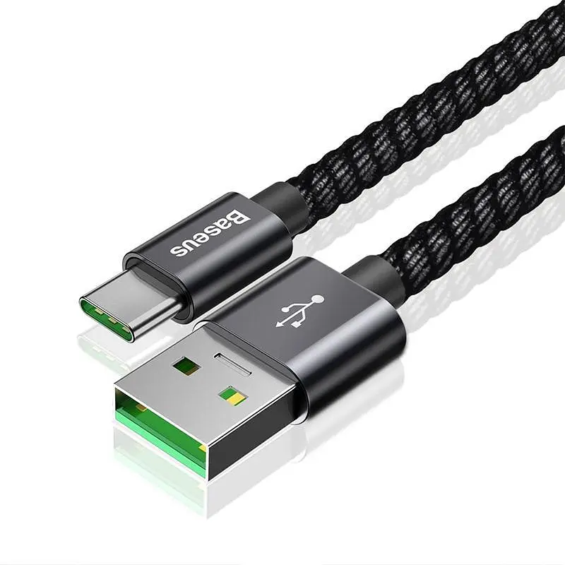 Кабель Baseus Double Fast Charging Cable USB to Type-C 5A 1m CATKC-A01 Black - фото 2