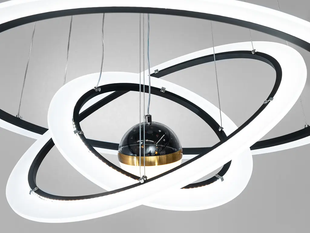 Люстра стельова LED Diasha 2328-800+600+400BK 140W, чорний, сучасний стиль для вітальні, спальні - фото 6