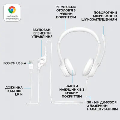 Наушники Logitech H390 USB White (981-001286) - фото 6