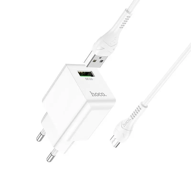 Комплект зарядного блока и кабеля Hoco Proton C98A Micro USB Cable 1USB 18W белый - фото 6