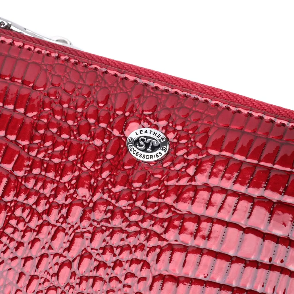 Фактурний клатч на два відділення з лакованої натуральної шкіри ST Leather 22692 червоний - фото 9