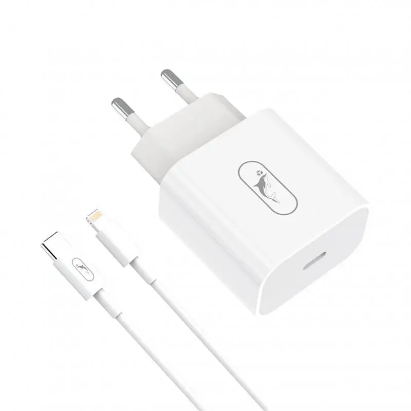 Мережевий зарядний пристрій SkyDolphin SC38T (USB TYPE-Cx2.4A) Білий (MZP-000182) + кабель Lightning