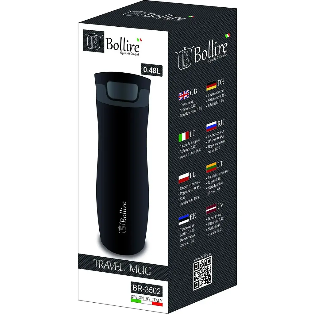 Термокухоль Bollire BR-3502, 0.48 л чорний (BR-3502) - фото 2