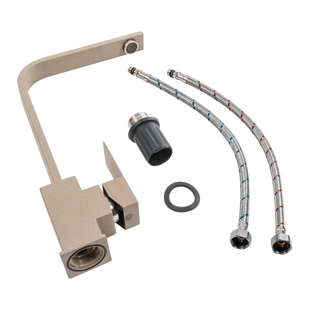 Змішувач кухонний Platinum 179 NES (3007) поворотний одноважільний з нержавіючої сталі титан (SP000040938) - фото 3