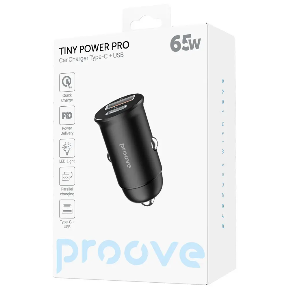 АЗП Proove Tiny Power Pro 65W (USB + Type-C), в асортименті - фото 2