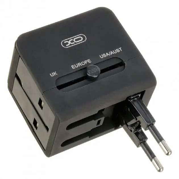 Мережевий фільтр XO WL01 charger can use for all countries for UK, EU, US Black - фото 2