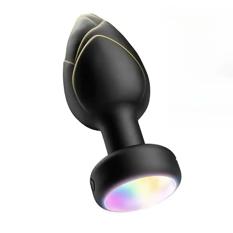 Силіконова анальна пробка з вібрацією та підсвіткою Light Anal Plug 3,5x9 см чорна - фото 2