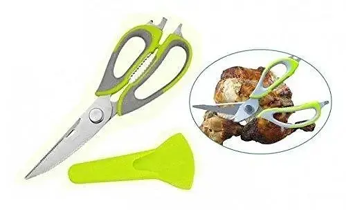 Багатофункціональні кухонні ножиці 10в1 Mighty Shears з чохлом і магнітом Сірий / Зелений - фото 2