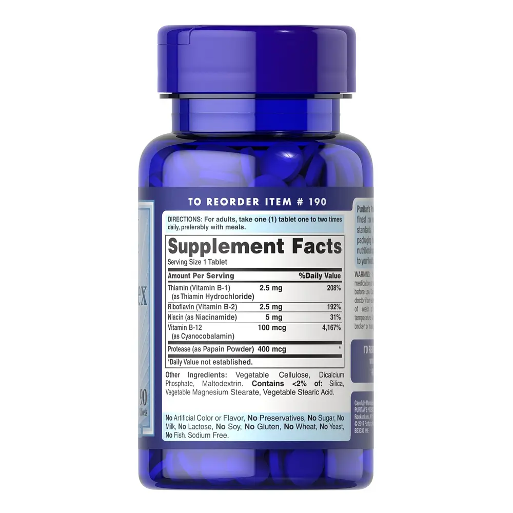 Комплекс вітамінів групи В Puritan's Pride B-Complex with B-12, 90 таблеток - фото 2