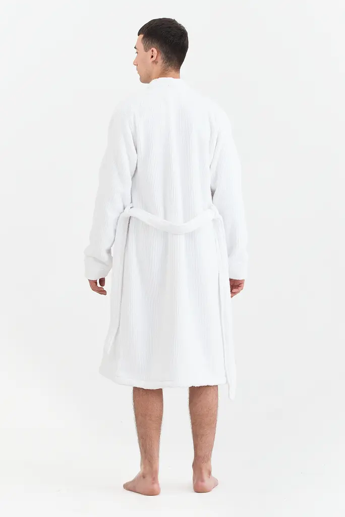 Халат-кимоно unisex Lotus Home - Bold Microcotton white махровый M - фото 5