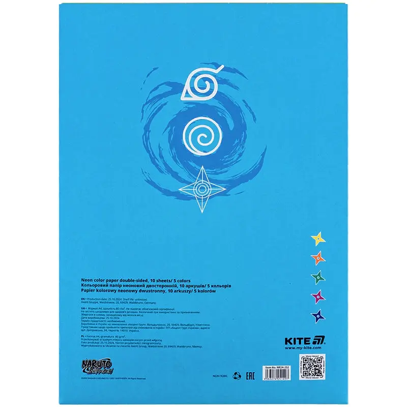 Папір кольоровий Kite Naruto неоновий A4 10 аркушів 5 кольорів (NR24-252) - фото 4