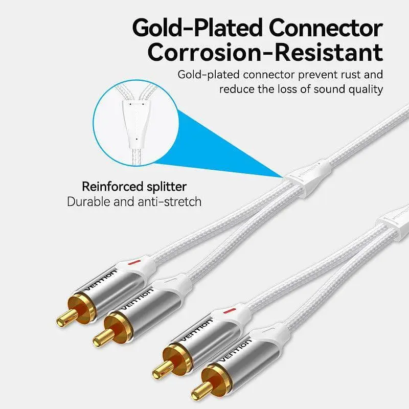 Кабель Audio 2RCA-2RCA Vention 10m PVC Shell White (BCQIL) - фото 10