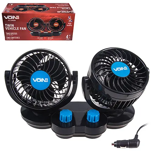 Вентилятор автомобільний Voin подвійний 4" 12V 6.5W (HX-T307) - фото 3