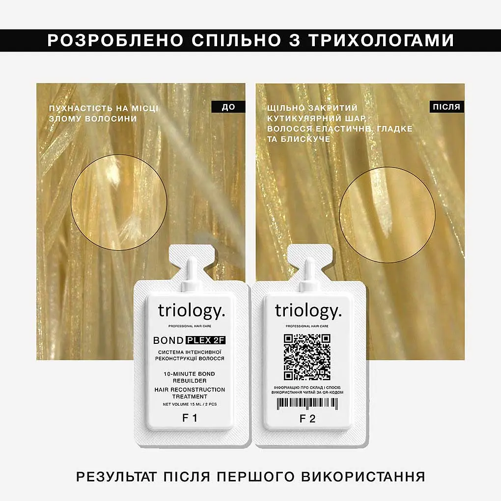 Холодне відновлення BONDPLEX 2F Triology система інтенсивної реконструкції волосся 15 + 15 мл (1 застосування) - фото 2