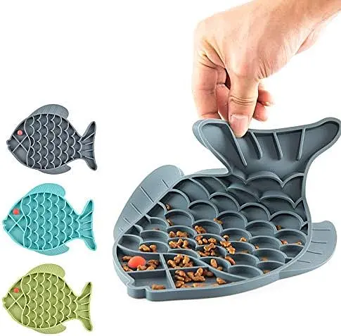 Силіконовий килимок для лизання для собак Derby Fish Shaped Dog Lick Mat, Блакитний - фото 3