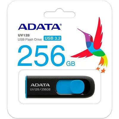 USB флеш накопитель ADATA 256GB UV128 Black/Blue USB 3.2 (AUV128-256G-RBE) - фото 4