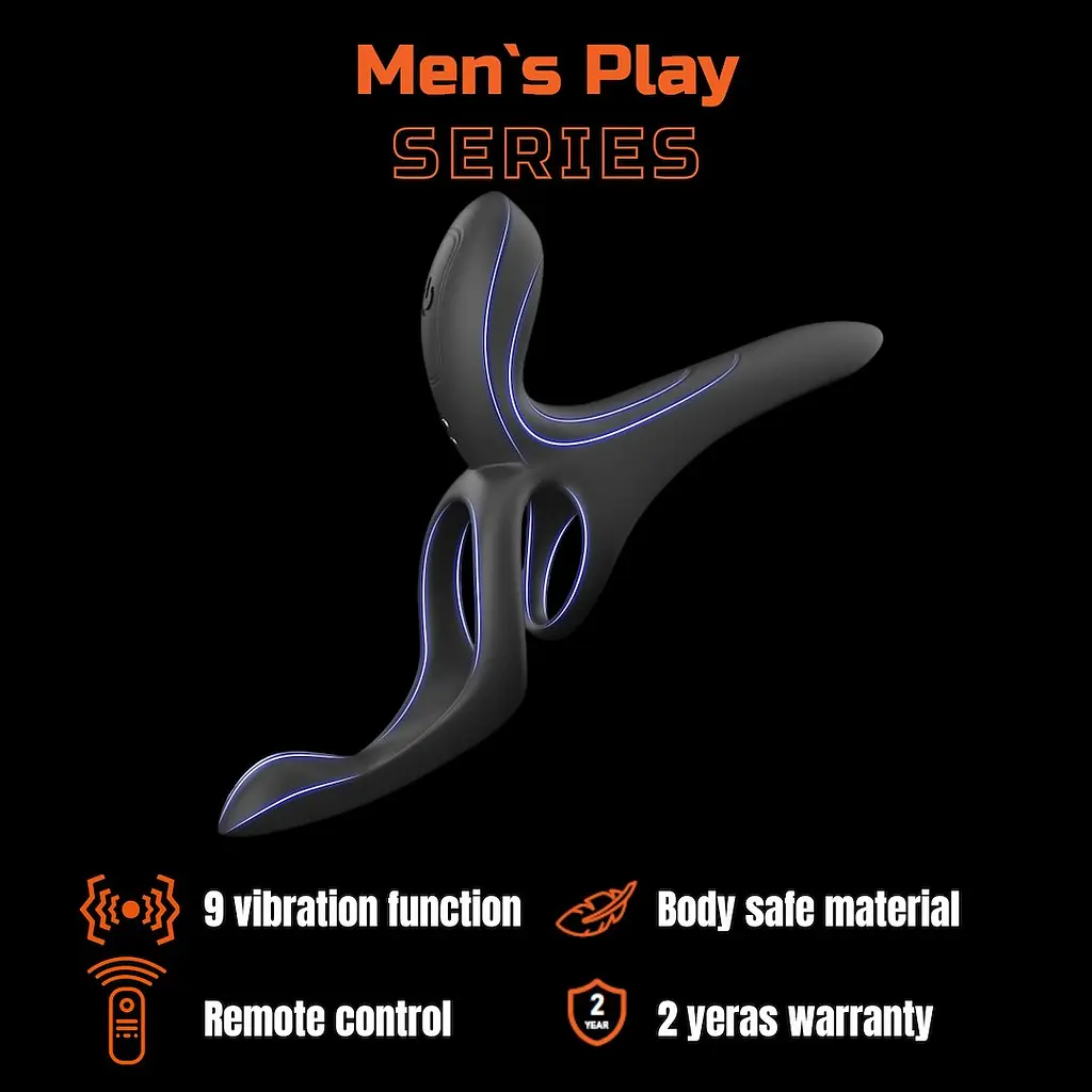Вібраційне кільце - Erospace Men’s Play Vibrating Cock Ring With Clitoral & Taint Stimulation B11 - фото 4