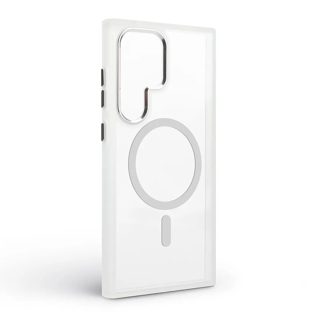 Чехол Samsung Galaxy S24 Ultra 5G (SM-S928), Unit MagSafe, белый, прозрачный, магсейф, противоударный, магнитный, панель-накладка с поддержкой MagSafe, с поддержкой беспроводной зарядки, TPU+PC, защита всего корпуса, ударопрочный - фото 2
