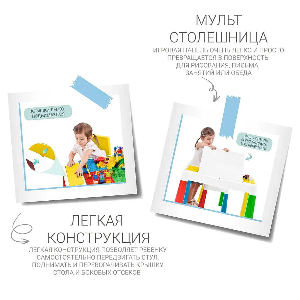 Дитячий функціональний столик і стільчик Poppet 5в1, жовтий (PP-002Y) - фото 11