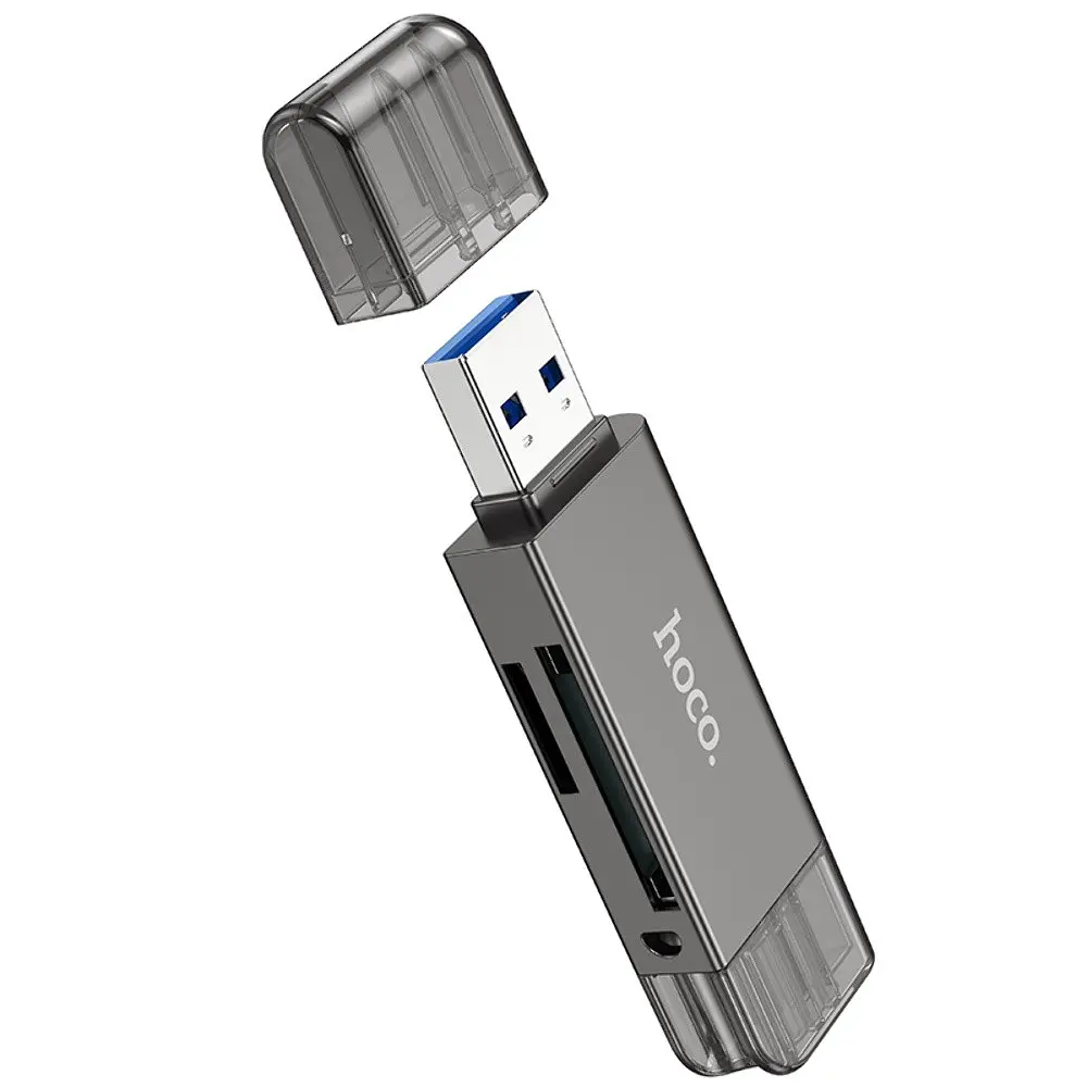 Адаптер перехідник Hoco HB39 USB/Type-C 3.0 сірий - фото 4