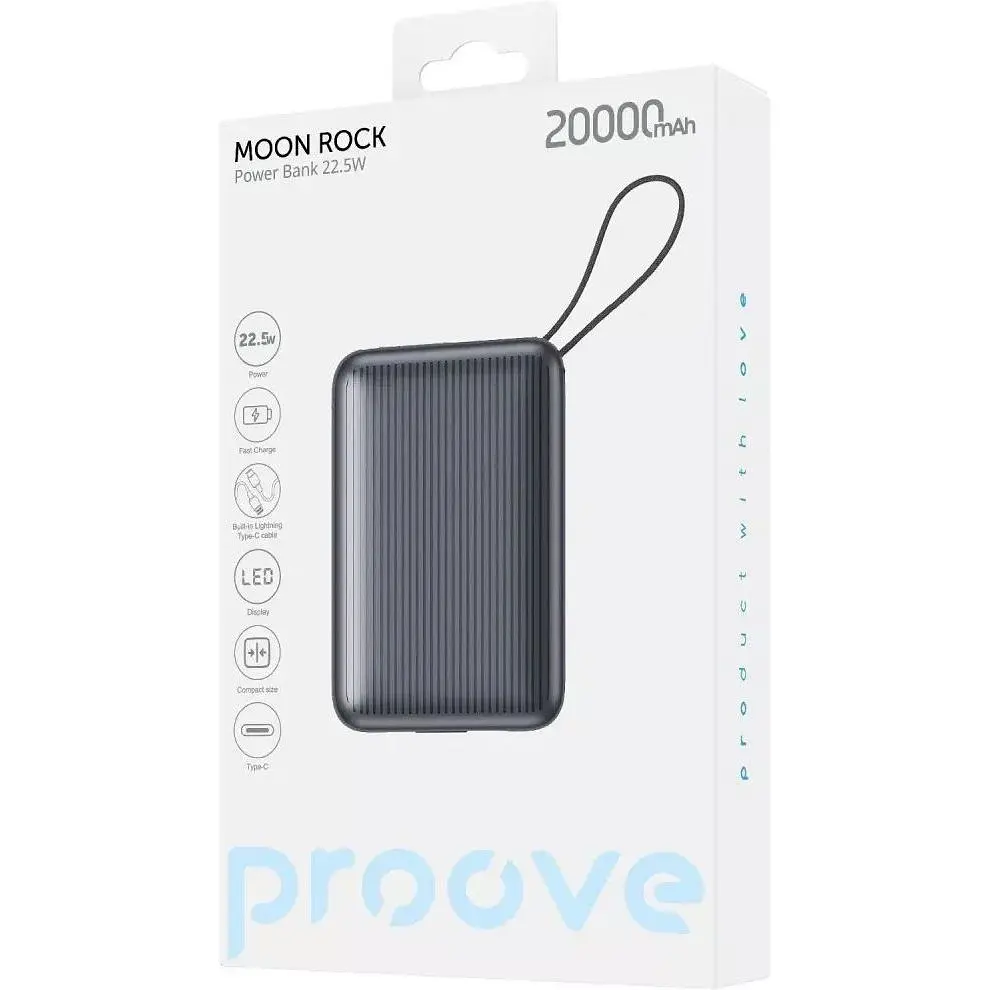 Портативный аккумулятор Proove Moon Rock 22.5W 20000mAh gray (PBM222012105) - фото 3
