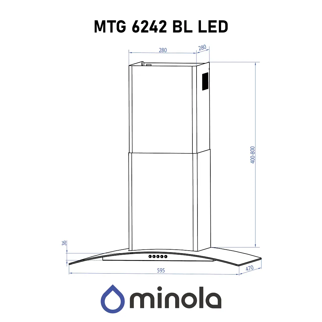Вытяжка декоративная со стеклом Minola MTG 6242 BL LED - фото 12