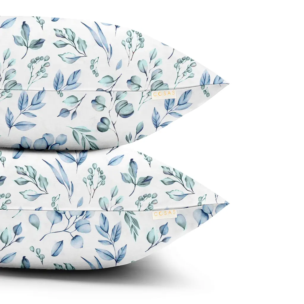 Комплект постільної білизни Cosas євро з простирадлом на резинці STEPPE FLOWERS CS3 200 x 220 см (FoliageBlueMint_El-109Meditative_200) - фото 3