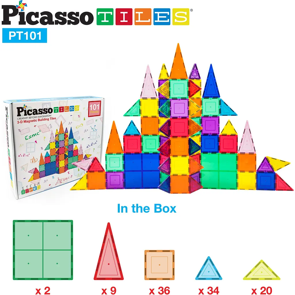 Конструктор магнитный Picasso Tiles Magnetic Building Blocks 101 деталь (PT101) - фото 5