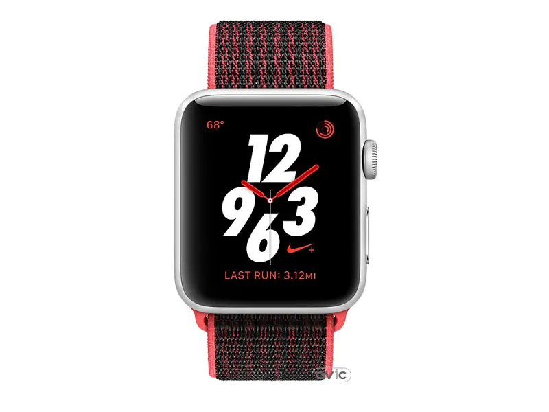Смарт-годинник Apple Watch Nike+ Series 3 GPS + Cellular 42mm Silver Aluminum w. Bright Crimson/BlackSport L. (MQLE2) - фото 2
