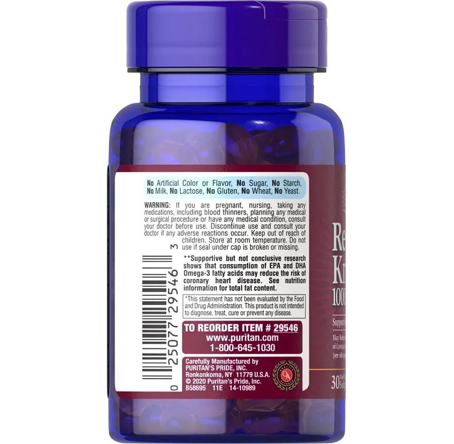 Жирные кислоты Puritan's Pride Red Krill Oil 1000 mg 30 капсул - фото 3