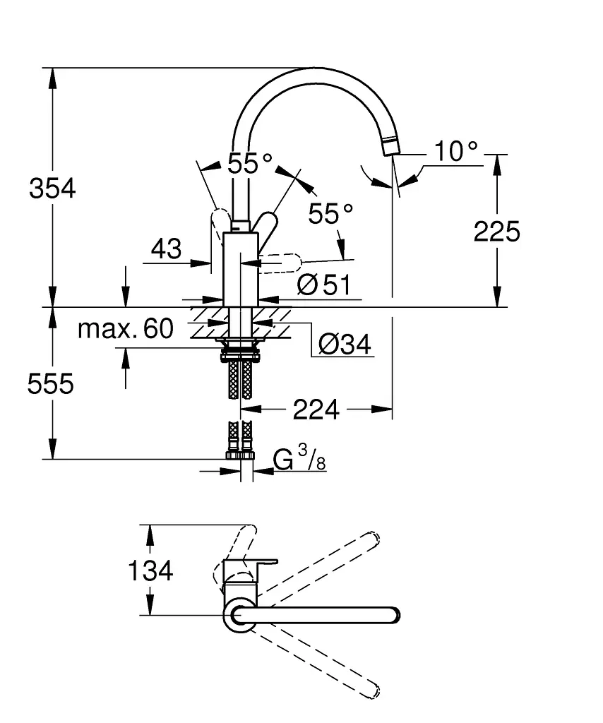 Змішувач для кухні Grohe Eurostyle Cosmopolitan 33975004, Хром - фото 4