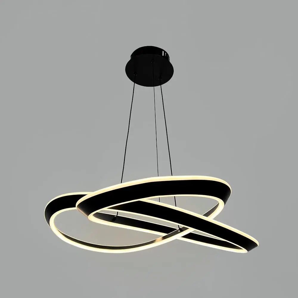 Подвесная кольцевая люстра в черном переплетенном корпусе 63х20 см | Line F | Ст. MJ319-600 BK - фото 3