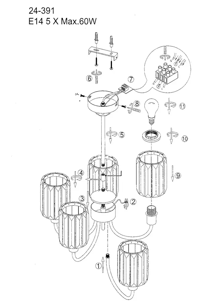 Люстра потолочная Brille E14 40W CH (BL-971C/5) - фото 7