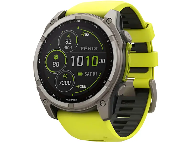 Спортивний годинник Garmin Fenix 8 51mm Solar Sapphire Titanium w. Amp Yellow/Graphite Silicone Band (010-02907-20/21) - фото 2