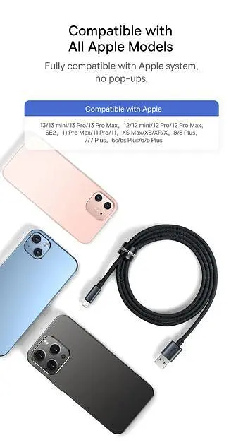 Кабель зарядний Baseus USB - Lightning 2.4A Fast Charging Cable for iPhone 1 м Black (CAJY010701) - фото 10