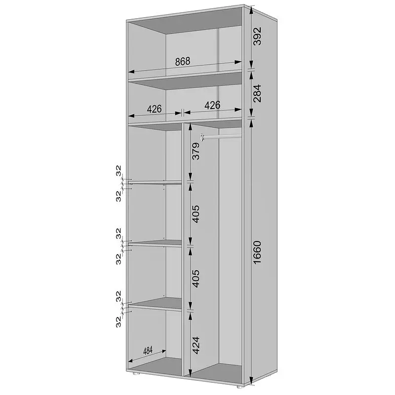 Шафа для одягу комбінована Idea Д-128 Дуб Крафт - фото 6